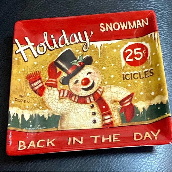 Kimberly Poloson 2004 Boston Warehouse Trading Corp Santa & Snowman Plates 4 - Picture 6 of 6